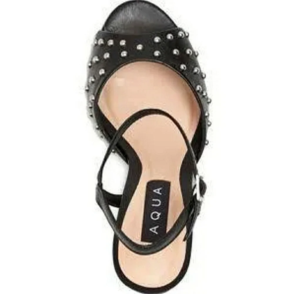 New w/o Box Aqua Cullen Genuine Leather Ankle Strap Platform Studded Sandals
